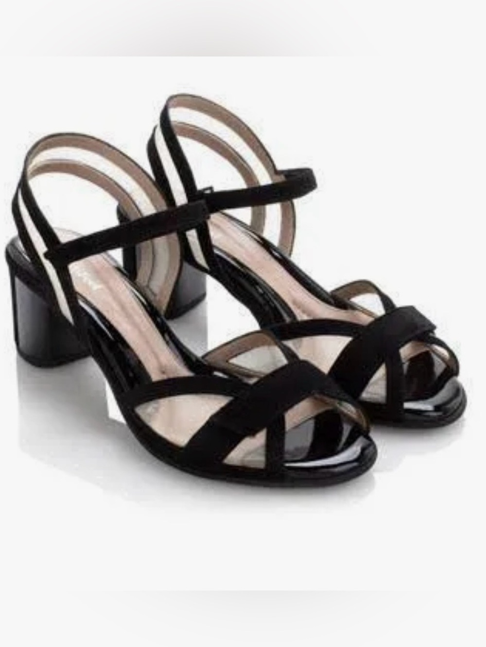Beautifeel Sunny open toes black patent heeled sandal size 38 = 7